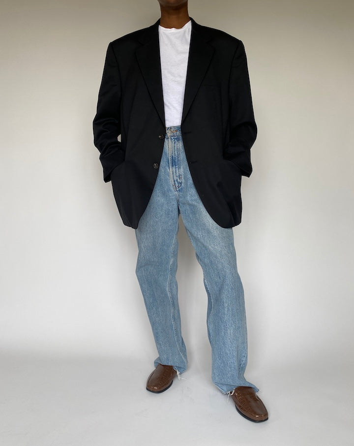 VINTAGE OVERSIZED BLACK WOOL BLAZER 3846