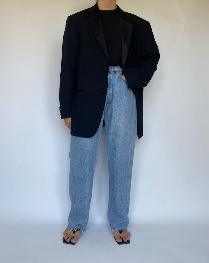 VINTAGE OVERSIZED BLACK WOOL BLAZER 3447