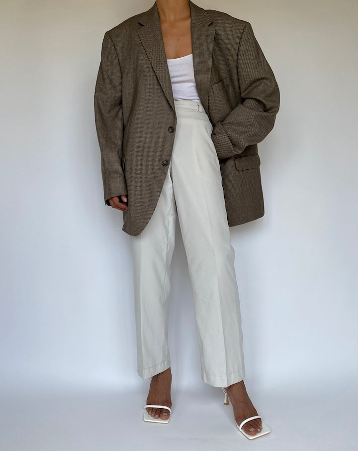 VINTAGE OVERSIZED BROWN HOUNDSTOOTH BLAZER 3272