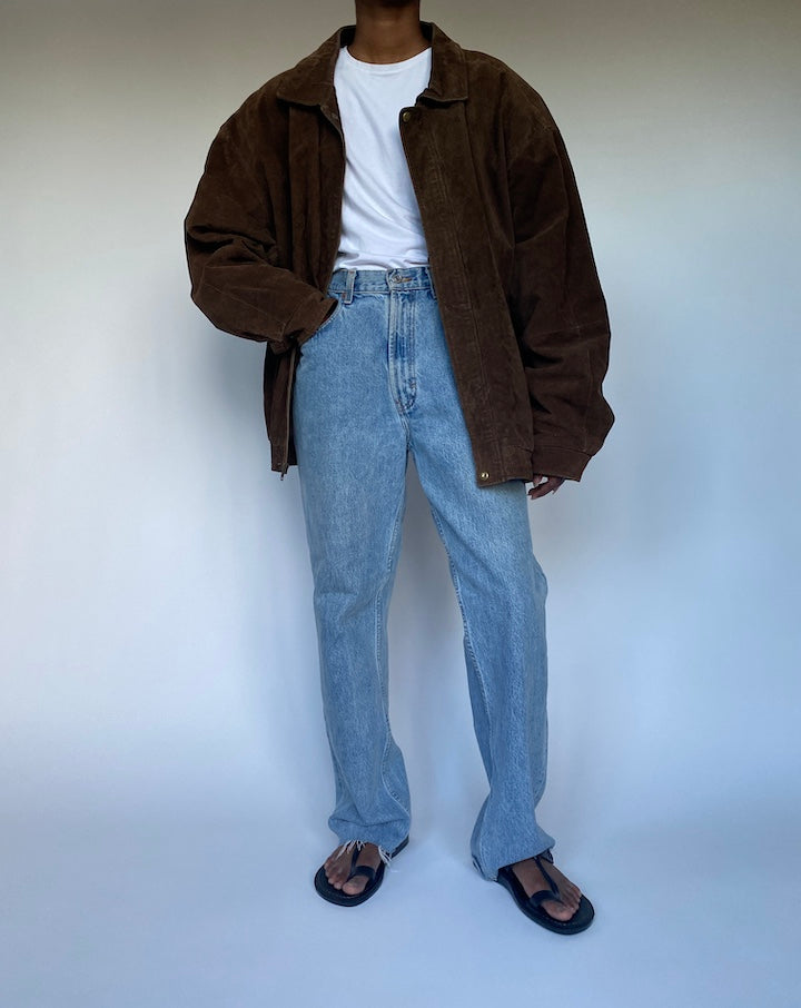 VINTAGE OVERSIZED BROWN SUEDE LEATHER JACKET 3496