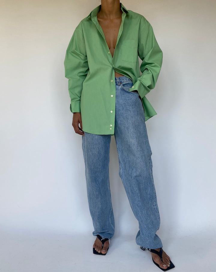 VINTAGE OVERSIZED GREEN BUTTON DOWN SHIRT 3325