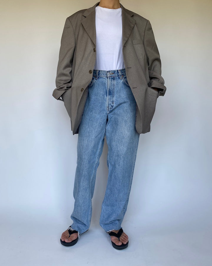 VINTAGE OVERSIZED GREY SINGLE BREASTED BLAZER 3343