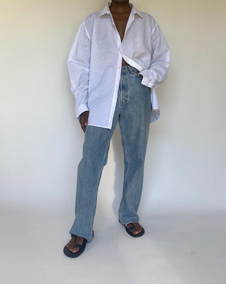 VINTAGE OVERSIZED WHITE BUTTON DOWN SHIRT 3759