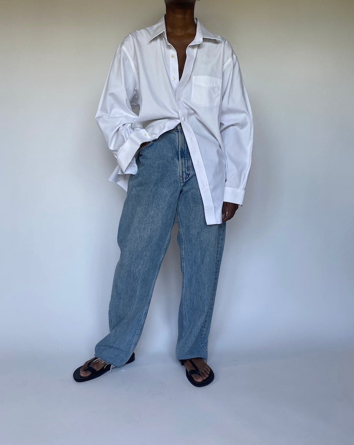 VINTAGE OVERSIZED WHITE BUTTON DOWN SHIRT 3555