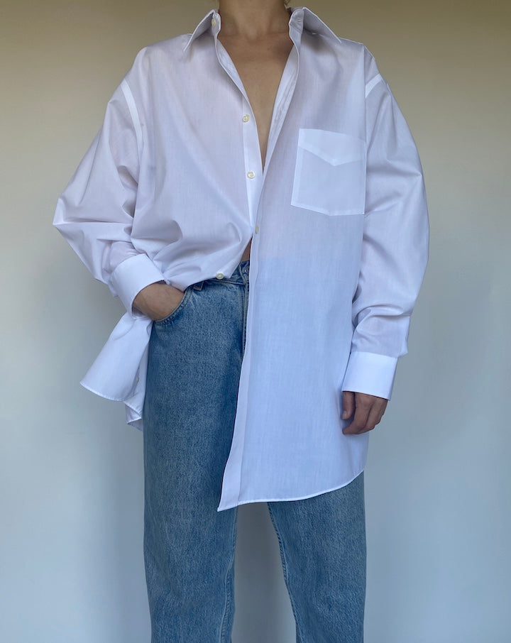 VINTAGE OVERSIZED WHITE BUTTON DOWN SHIRT 3462