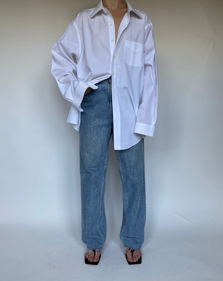 VINTAGE OVERSIZED WHITE BUTTON DOWN SHIRT 3459