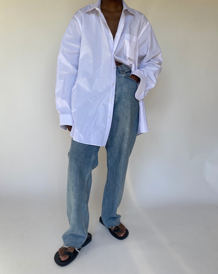 VINTAGE OVERSIZED WHITE BUTTON DOWN SHIRT 3778