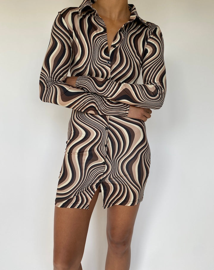 VINTAGE PATTERNED TIGHT DRESS 3337