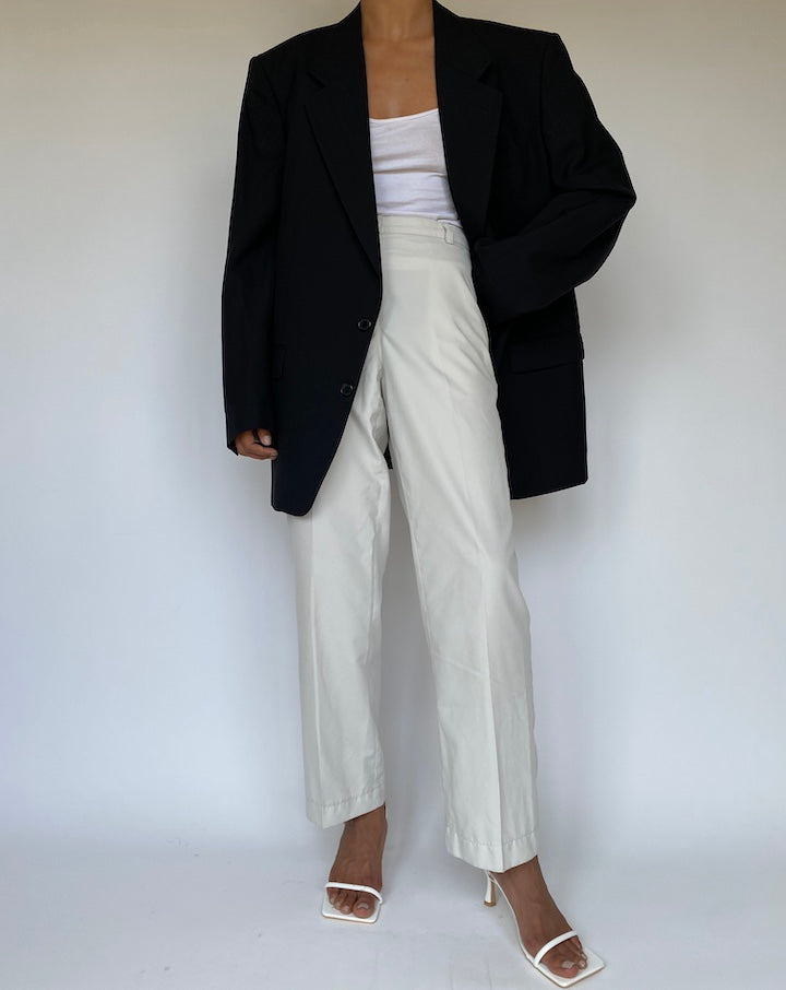 VINTAGE STRIPED BLACK WOOL BLAZER 3275