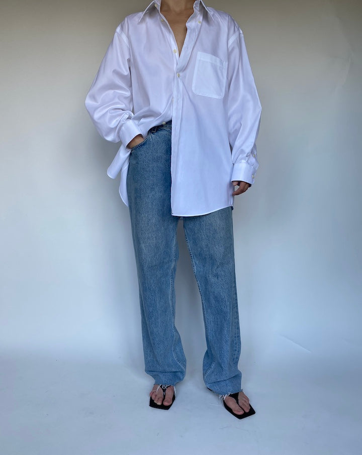 VINTAGE WHITE OVERSIZED LONG SLEEVE SHIRT 3467