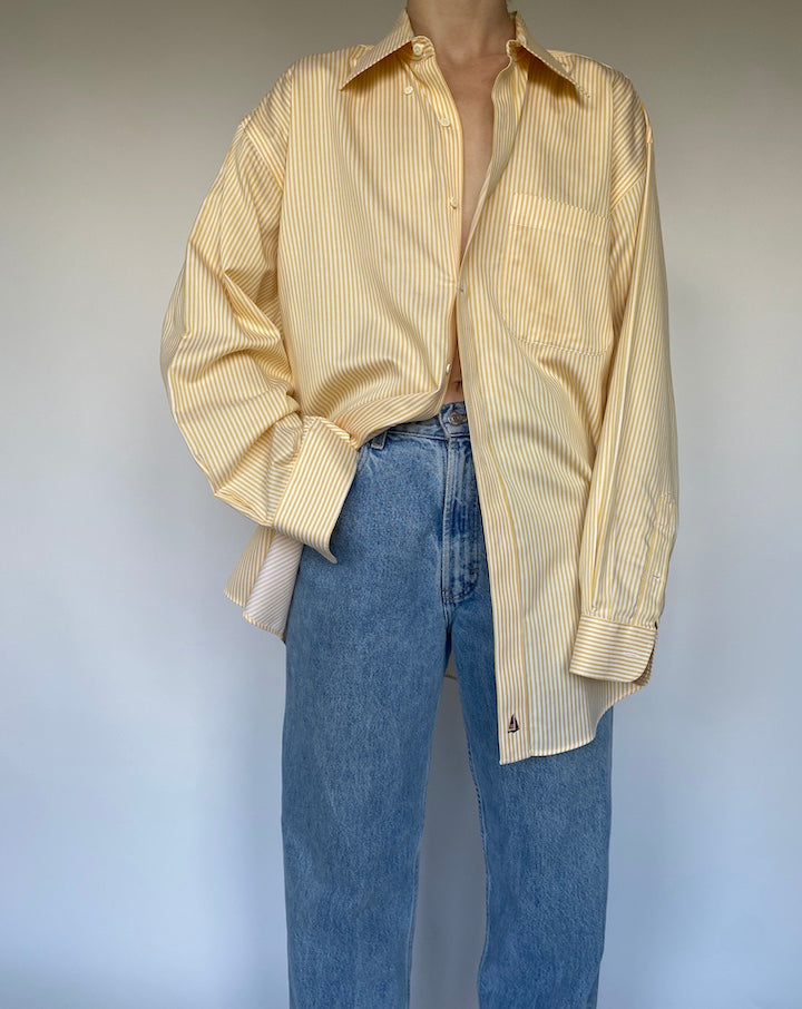 VINTAGE YELLOW AND WHITE STRIPED OVERSIZED SHIRT 3471