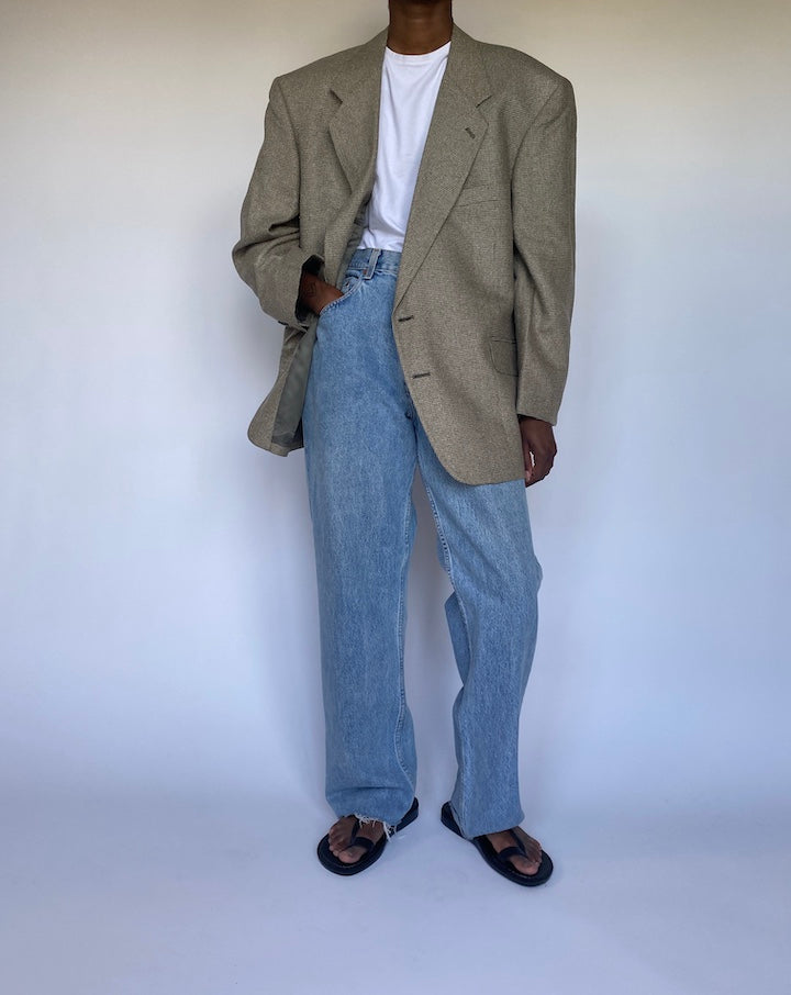 VINTAGE BEIGE SINGLE BREASTED BLAZER 3537