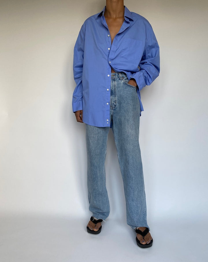 VINTAGE BLUE BUTTON DOWN LONG SLEEVE SHIRT 2900