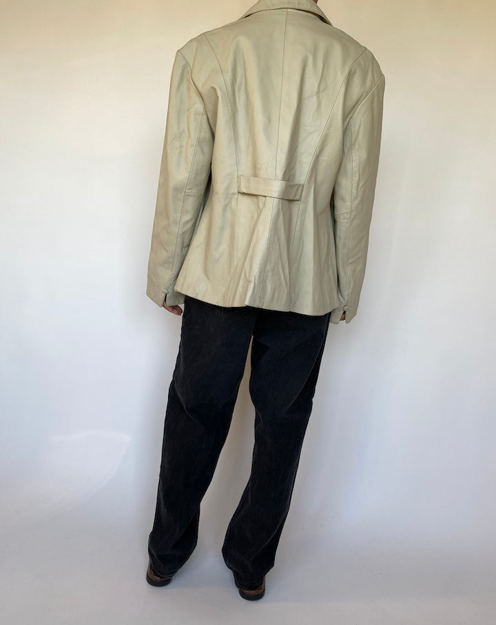 LIGHT BEIGE LEATHER JACKET 1512-2