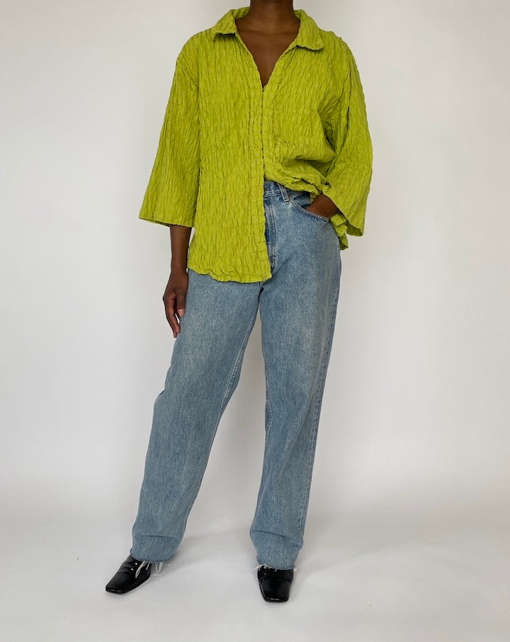 VINTAGE LIME GREEN TEXTURED TOP 4560