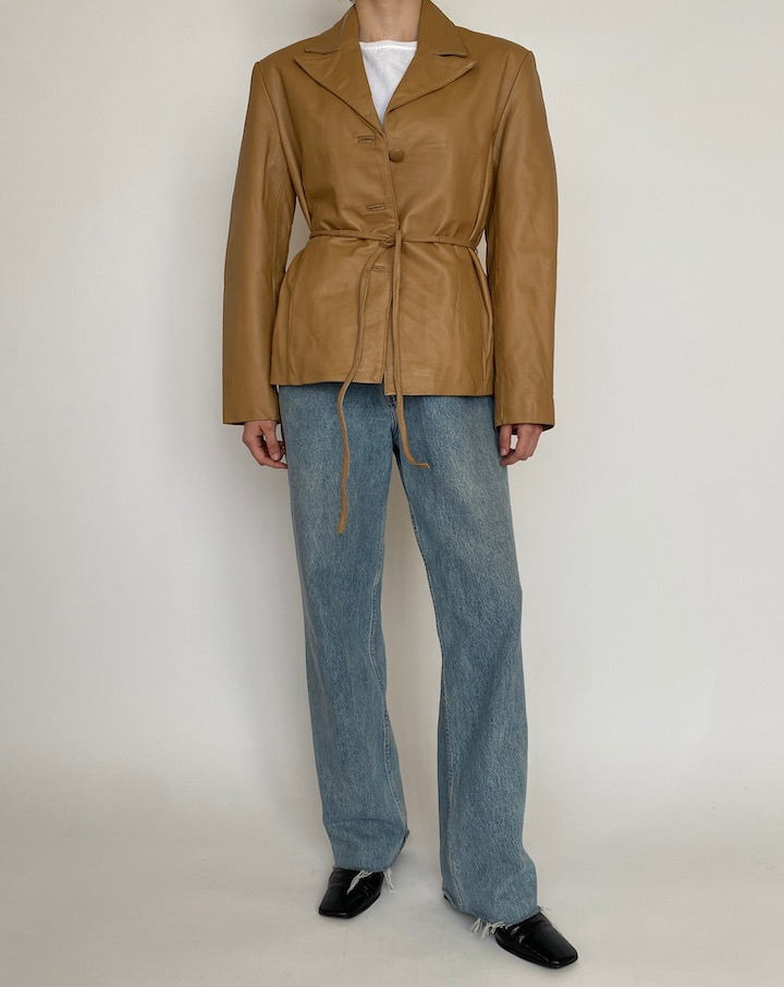VINTAGE BEIGE LEATHER JACKET 4575