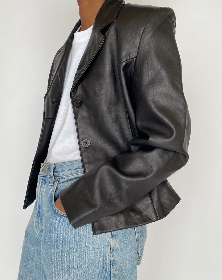 VINTAGE BLACK LEATHER JACKET 4652