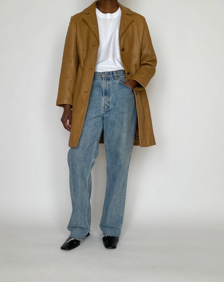 VINTAGE BEIGE LEATHER JACKET 4657