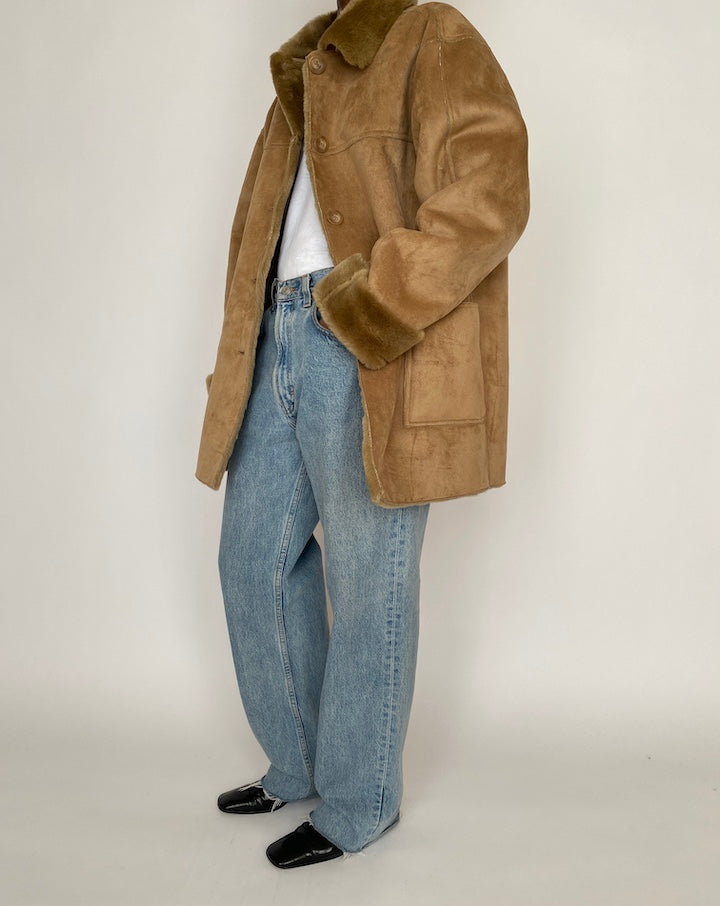 VINTAGE BEIGE FAUX FUR JACKET 4660