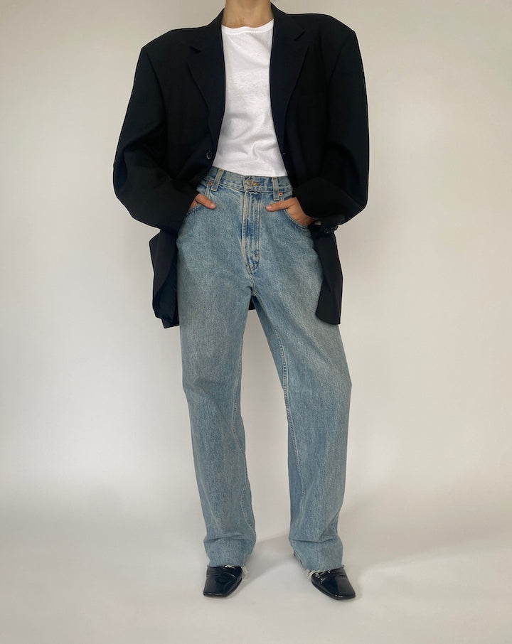 VINTAGE BLACK WOOL BLAZER 4676