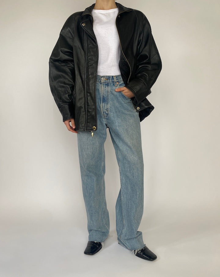 VINTAGE BLACK LEATHER JACKET 4682