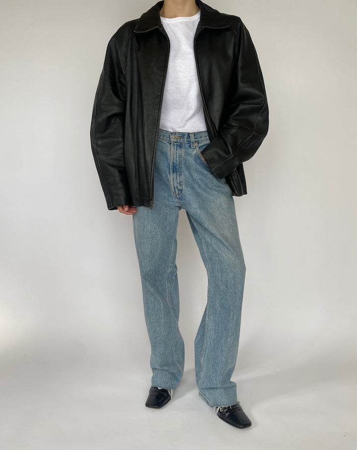VINTAGE BLACK LEATHER JACKET 4704