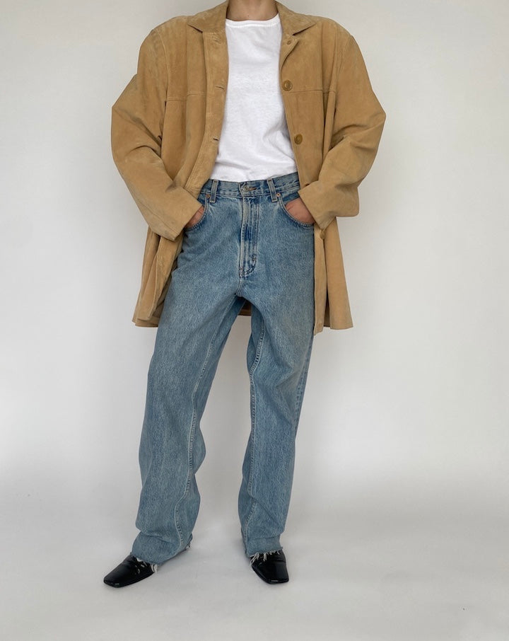 VINTAGE BEIGE OVERSIZED SUEDE LEATHER JACKET 4705