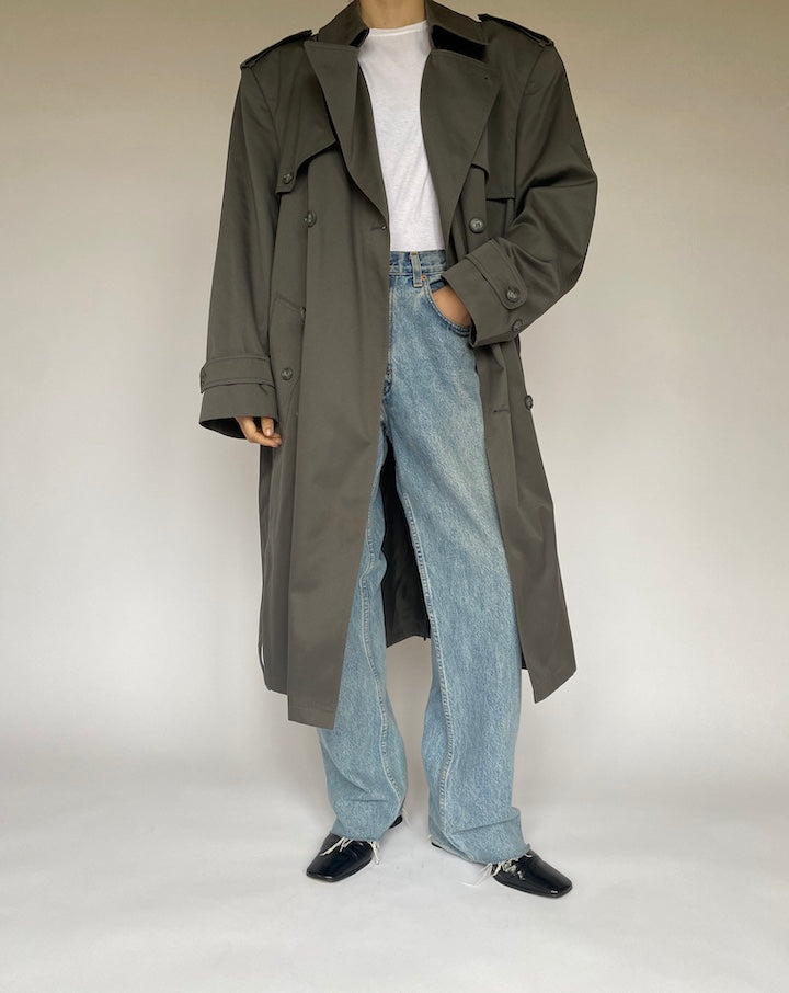 VINTAGE OVERSIZED GREY TRENCH COAT 4744