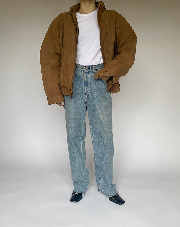 VINTAGE OVERSIZED BROWN BOMBER-LIKE LEATHER JACKET 4760