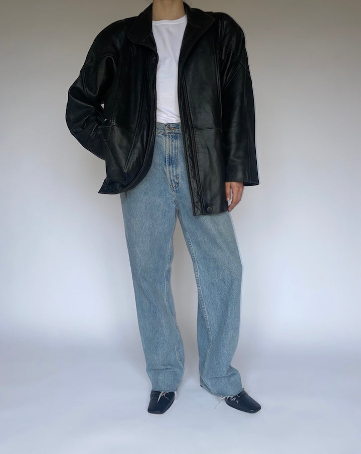 VINTAGE BLACK LEATHER JACKET 4762