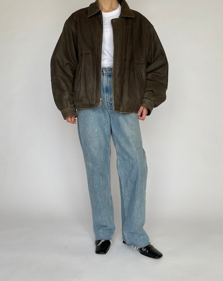 VINTAGE OVERSIZED BOXY BOMBER LEATHER JACKET 4815