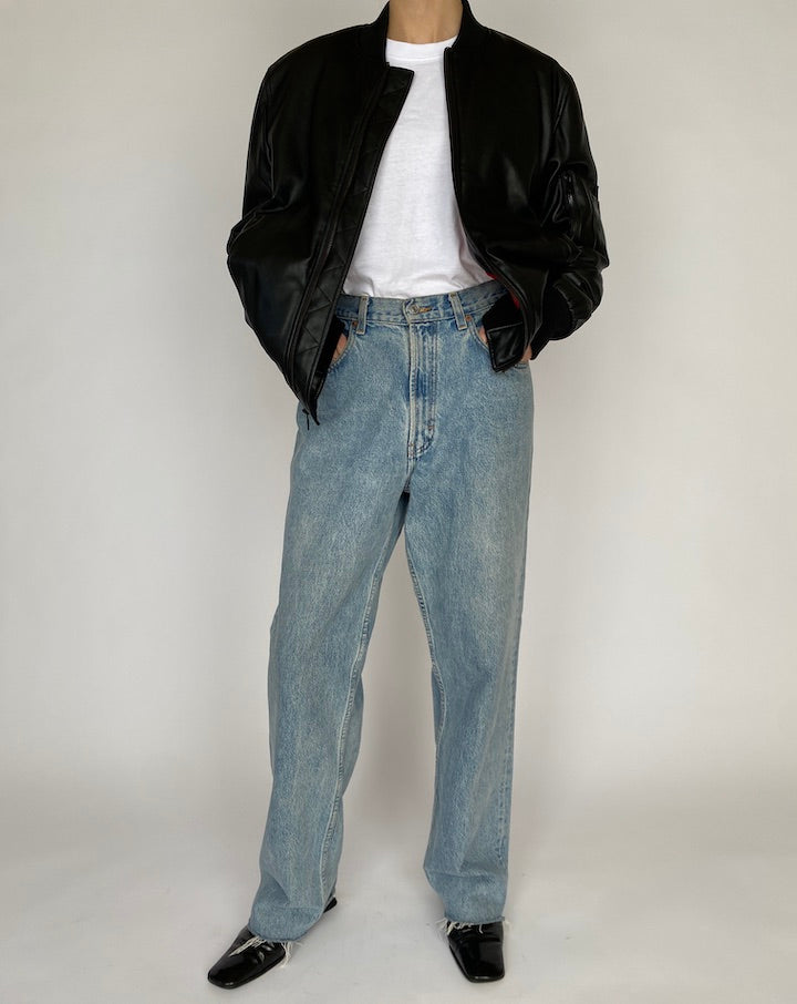 VINTAGE BLACK GUESS LEATHER JACKET 4829