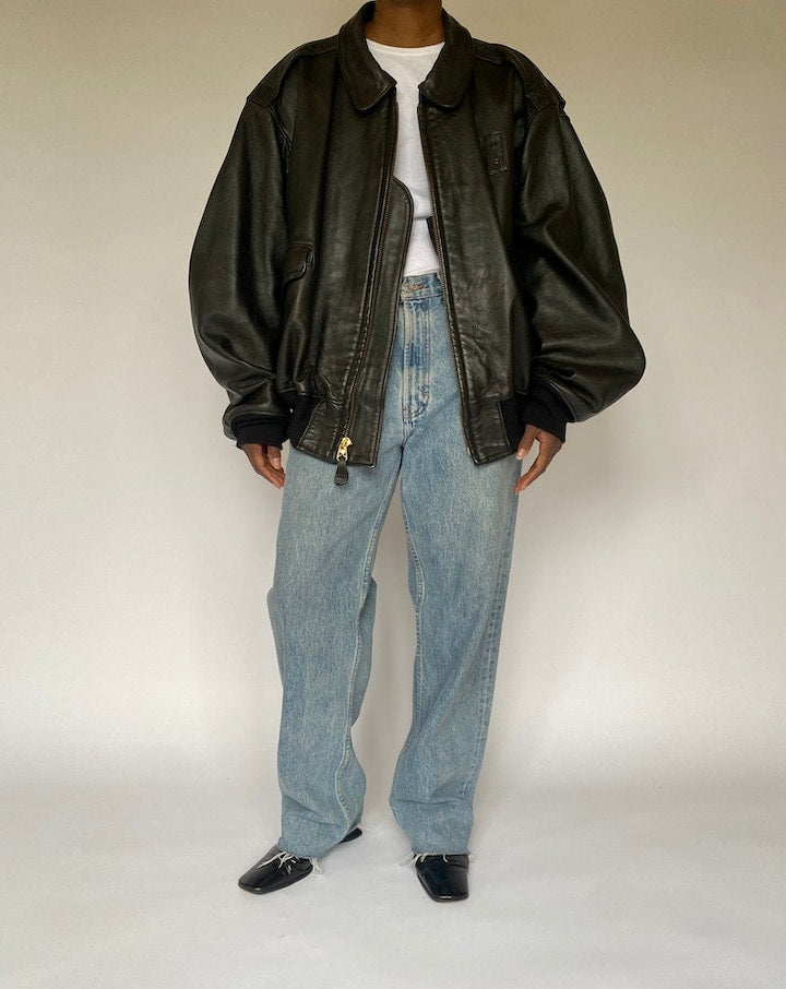 VINTAGE OVERSIZED BOMBER LEATHER JACKET 4859