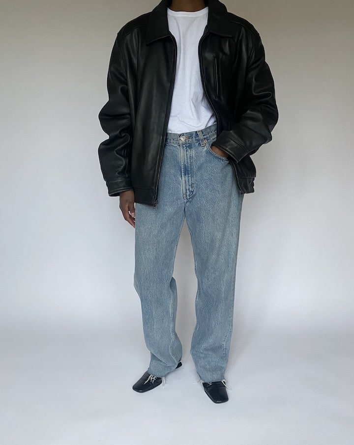 VINTAGE BLACK LEATHER JACKET 4885