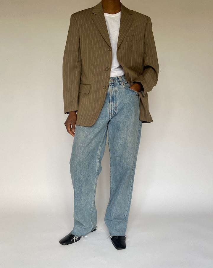 VINTAGE BEIGE PINSTRIPED BLAZER 4890