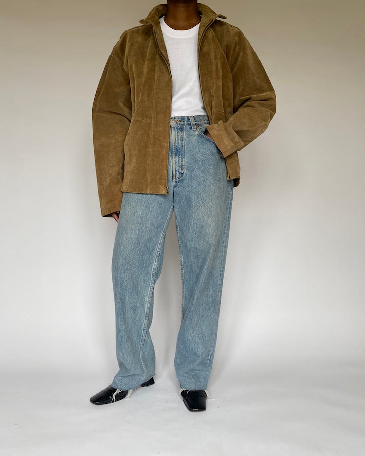VINTAGE BEIGE SUEDE LEATHER JACKET 4897
