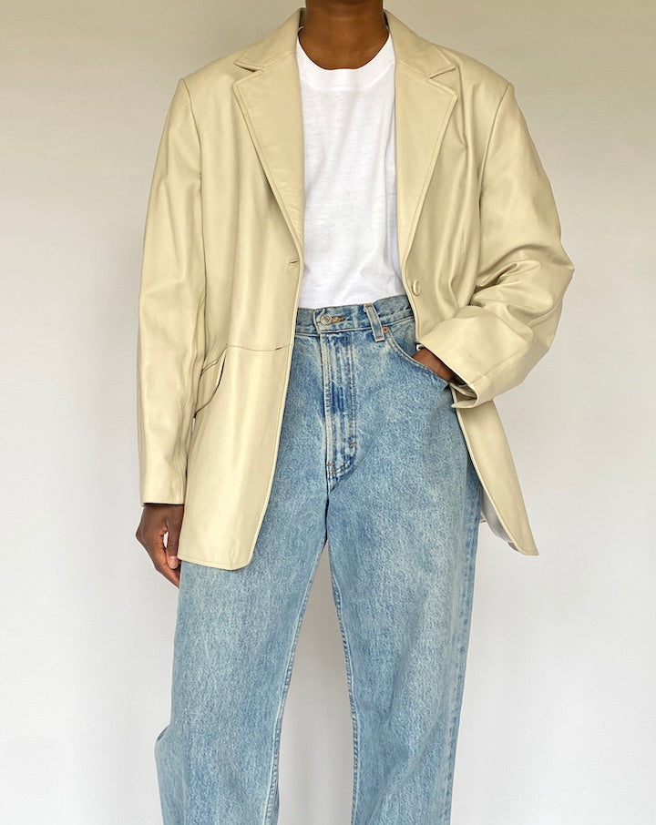 VINTAGE BEIGE LEATHER JACKET 4912