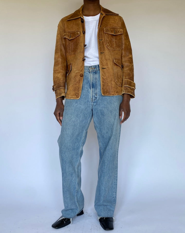 VINTAGE BEIGE LEATHER JACKET 4996
