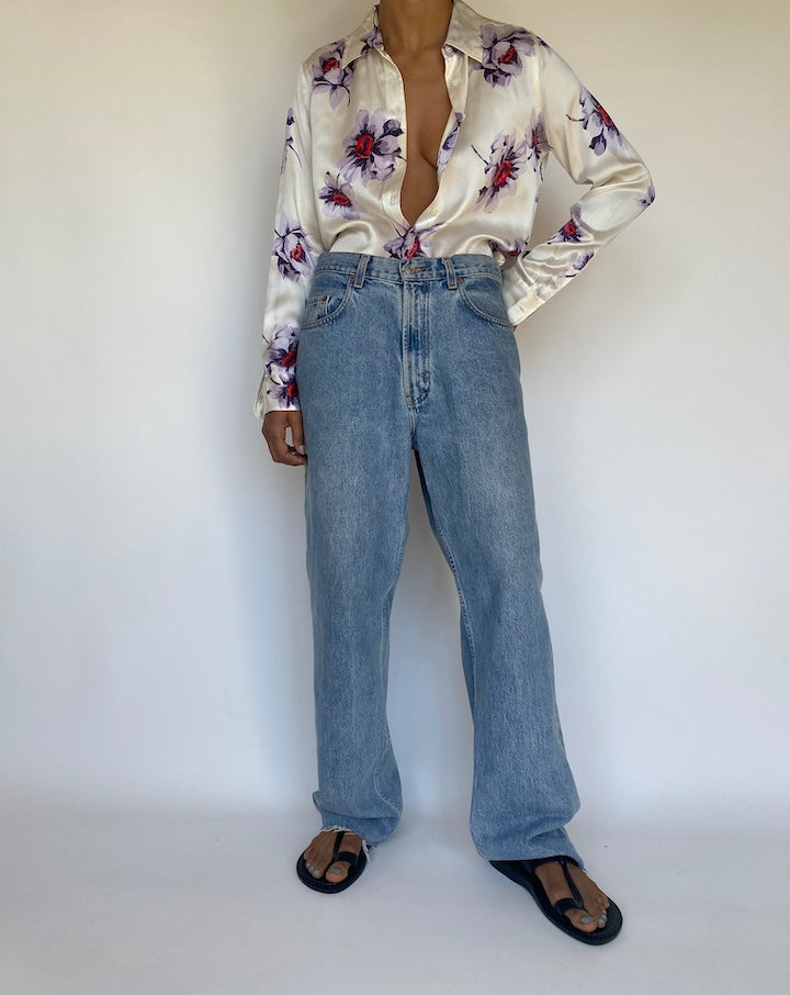 VINTAGE OFF WHITE FLOWER PATTERNED BLOUSE 3172