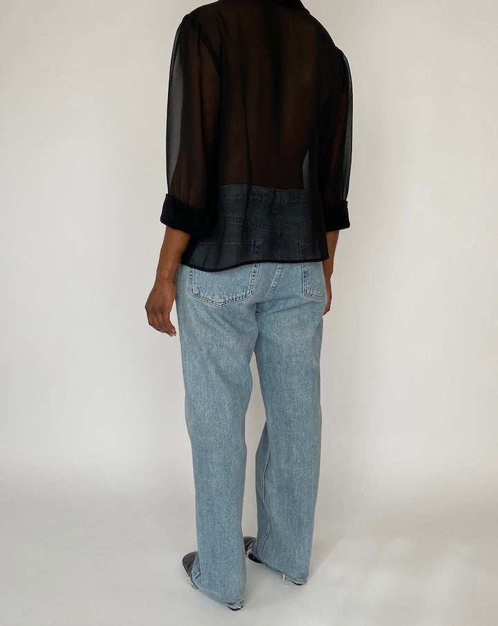 VINTAGE BLACK SEE-THROUGH TOP 4563