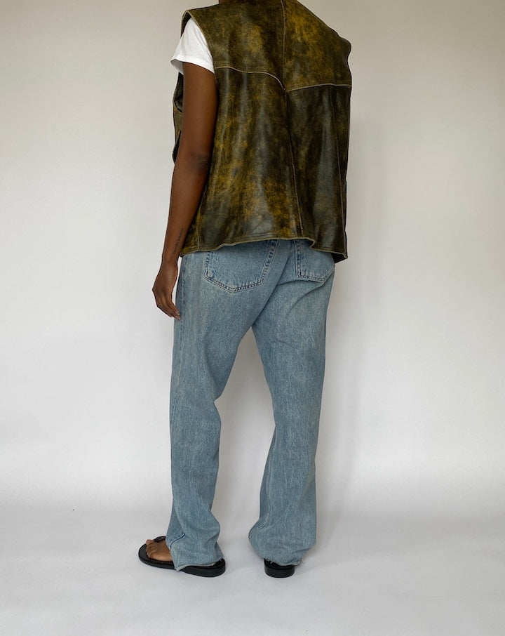 VINTAGE OVERSIZED LEATHER VEST 5088