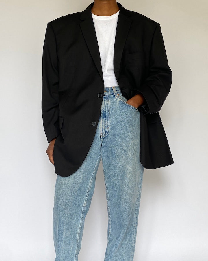 VINTAGE BLACK OVERSIZED SINGLE BREASTED BLAZER 5060