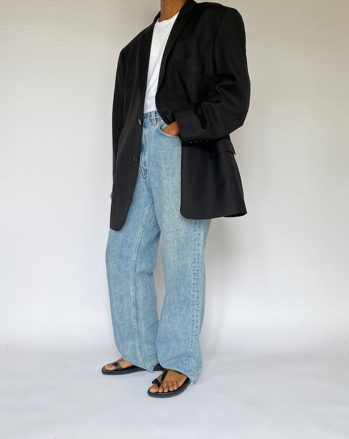 VINTAGE BLACK OVERSIZED SINGLE BREASTED BLAZER 5060