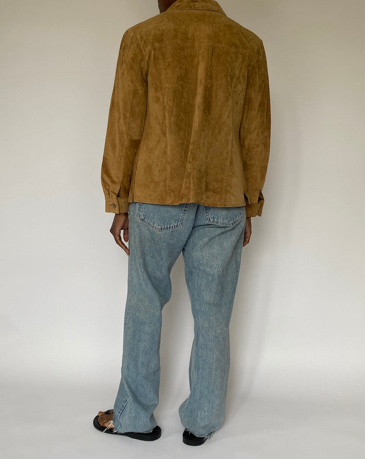 VINTAGE BEIGE SUEDE LEATHER JACKET 5056
