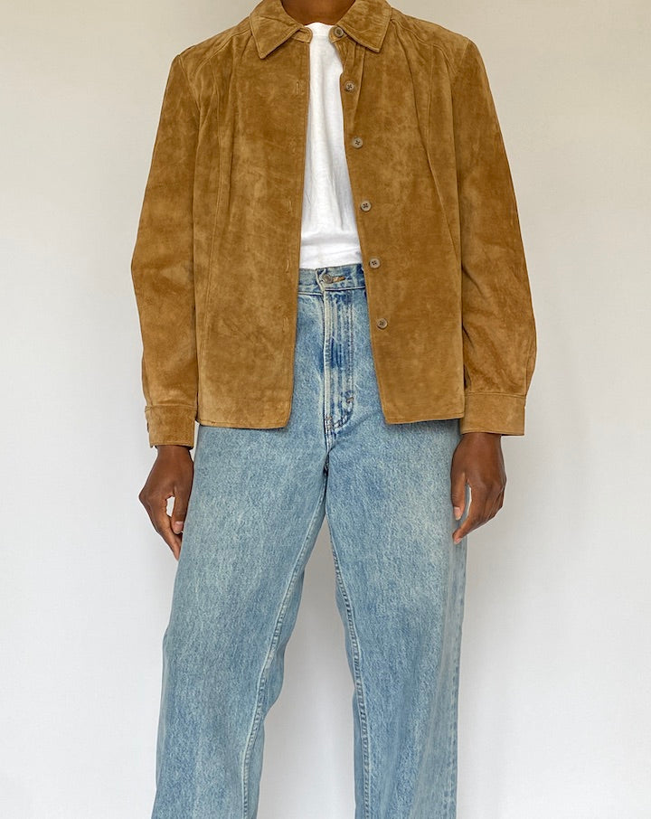 VINTAGE BEIGE SUEDE LEATHER JACKET 5056