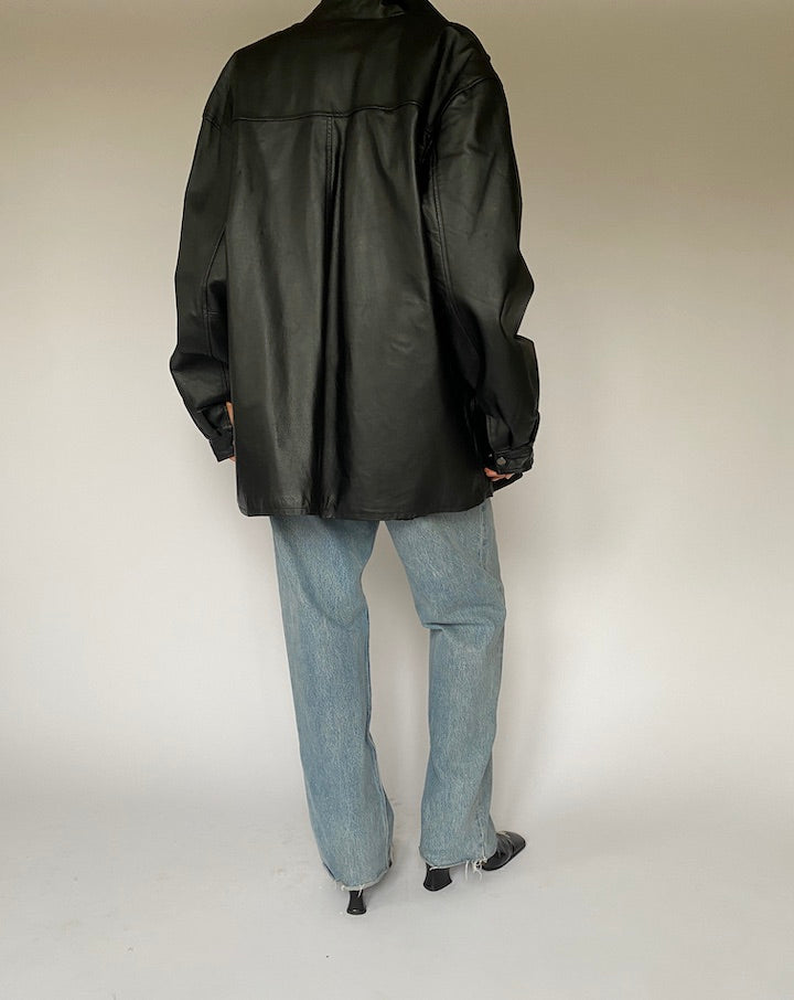 Vintage Black Leather Jacket 5216