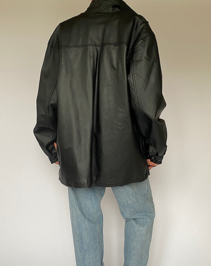 Vintage Black Leather Jacket 5216