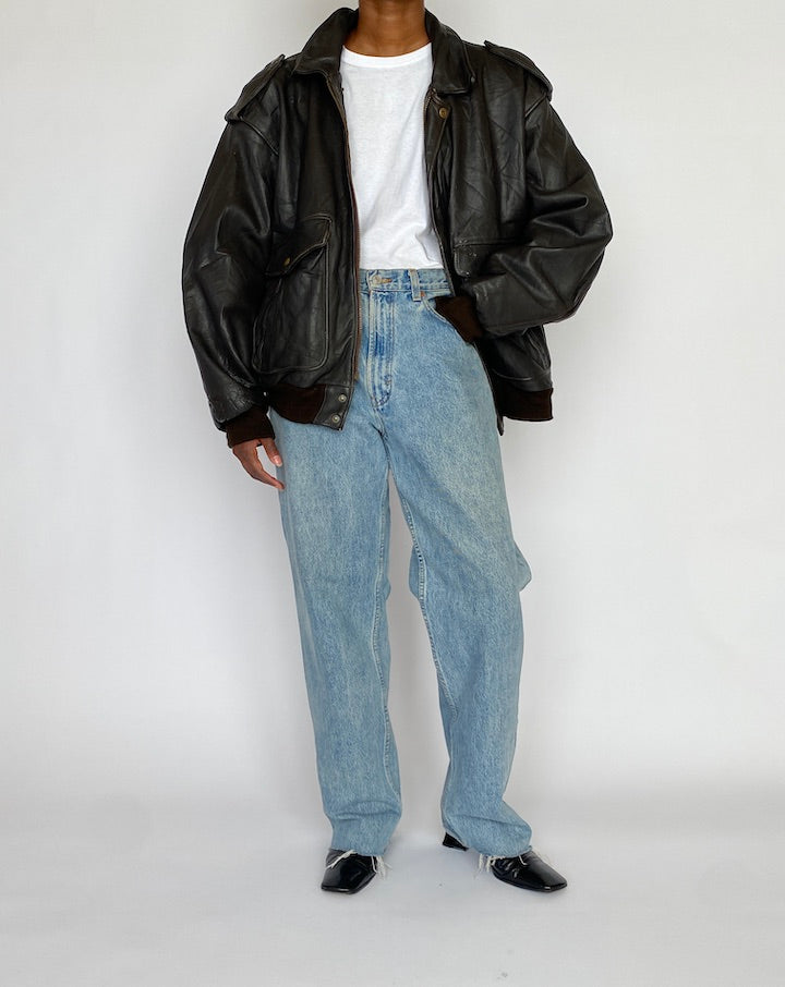 VINTAGE DARK BROWN LEATHER JACKET 5021
