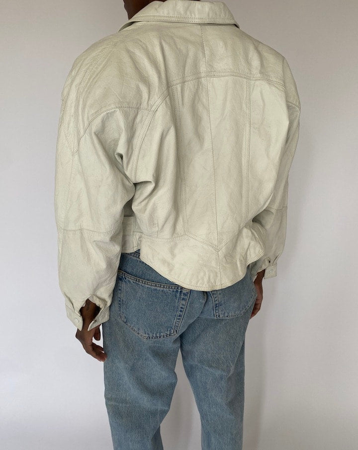 VINTAGE WHITE LEATHER JACKET 5082