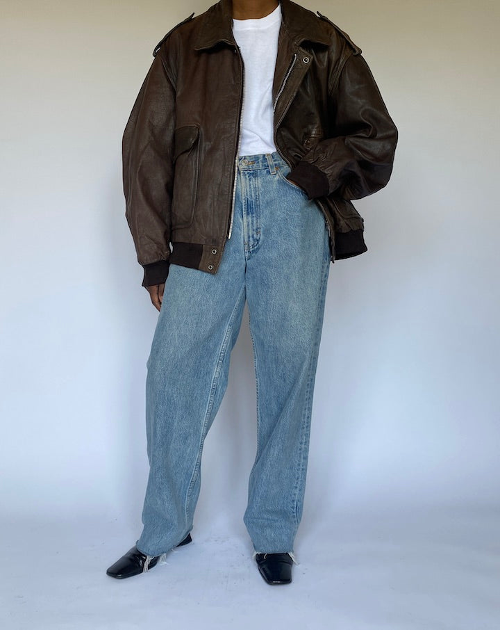 VINTAGE BROWN BOMBER LEATHER JACKET 4934